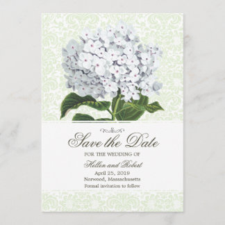 Vintage Vit Hydrangea Spara datum Datumet