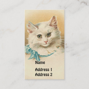 Vintage Vit katt Visitkort