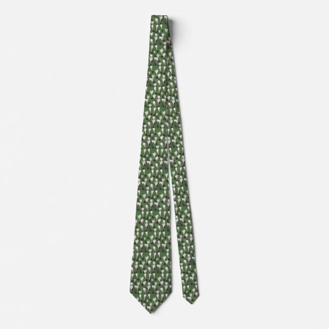 Vintage vit krokusblommönster, trädgårdsblomma slips (Framsida)