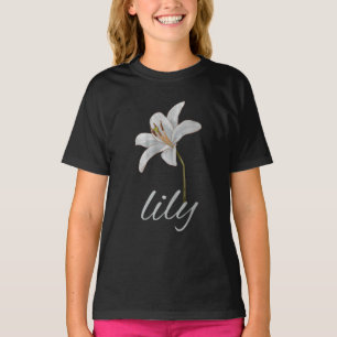 vintage vit lilyblomma retro blom T-Shirt