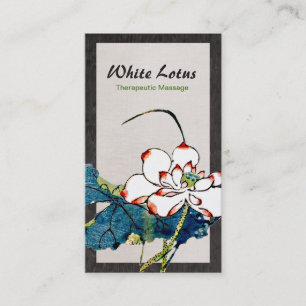 Vintage Vit Lotus Flower- massageterapi Visitkort
