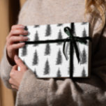 Vintage Vit minimalistisk grus god jul Presentpapper<br><div class="desc">En svart-vit,  modern och minimalistisk julklapp papper med en vintage som illustrerar en norsk grisen julgran.</div>