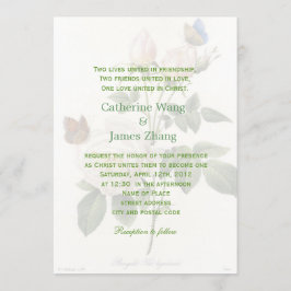 Vintage vit ros blommor Christian bröllop Inbjudningar