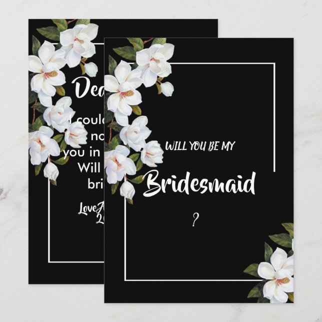 Vintage Vit ros Bridesmaid Inbjudningar (Fram/baksida)