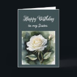 Vintage Vit ros Flower for Sister Birthday Kort<br><div class="desc">Vintage Vit ros Flower for Sister Birthday</div>