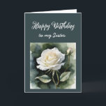 Vintage Vit ros Flower for Sister Birthday Kort<br><div class="desc">Vintage Vit ros Flower for Sister Birthday</div>