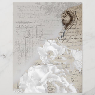 Vintage vit ros gamla handskriftsformat papper