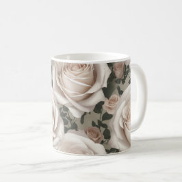 Vintage Vit ros Kaffemugg