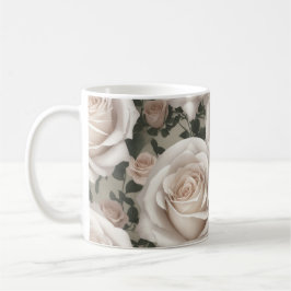 Vintage Vit ros Kaffemugg
