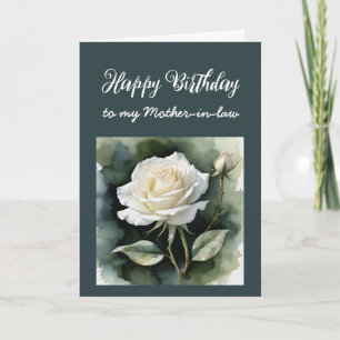 Vintage Vit ros Mor-i-law Birthday Kort