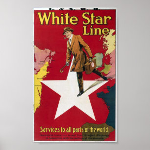 Vintage Vit stjärna - resedagare Poster