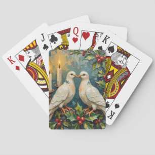Vintage Vita Duvor och Jullyrka Jul Casinokort