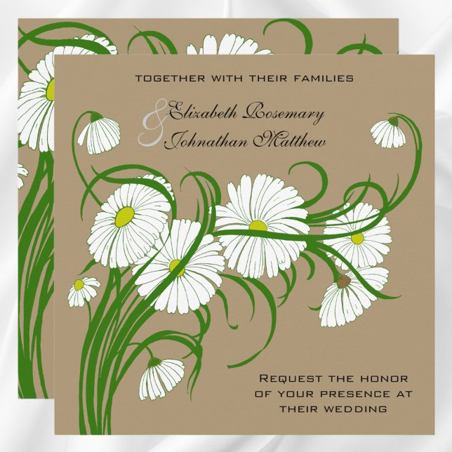 Vintage vita Gerber tusenskönor bröllopsset Inbjudningar (Vintage White Gerber Daisy Flowers Wedding Set Invitation)