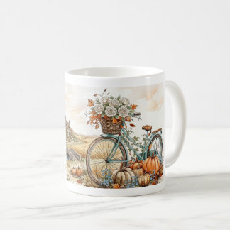 Vintage vita rosor och Halloween-pumpamugg Kaffemugg