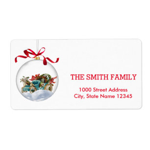 Vintage Vita Snö Glitter-Helgdag juletikett Fraktsedel