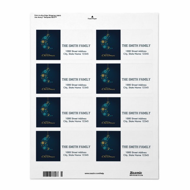 Vintage Vita Snö Glitter-julen Helgdag Fraktsedel (Helt Ark)