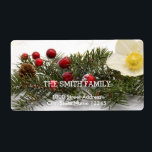 Vintage Vita Snö Glitter Julgran Helgdag Fraktsedel<br><div class="desc">Det här är Helgdag adressetikett. Den här designfunktionen är ett handskrivet teckensnitt i guld med rulla ram accents på en vit bakgrund i Snö Glitter,  med ett rustiskt texturerat utseende. Anpassningsbar returadress text. Personlig adressetiketter för alla dina utskick.</div>