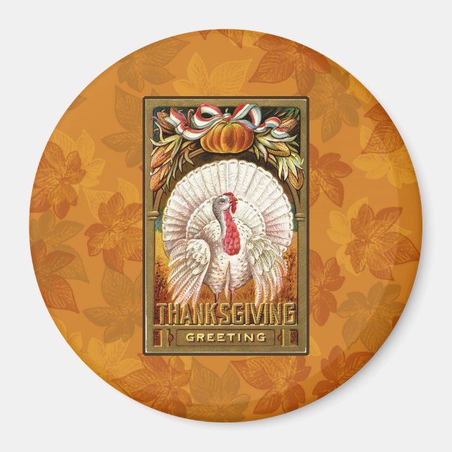 Vintage Vita Thanksgivingen Turkiet Magnet (Framsidan)