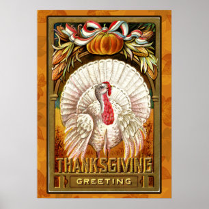 Vintage Vita Thanksgivingen Turkiet Poster