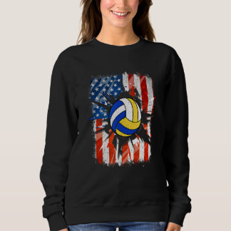 Vintage Volleyball 4 juli USA Amerikanska Flagga T Shirt