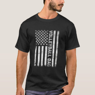 Vintage Volleyball Pappa USA flagga Retro Fars dag T Shirt