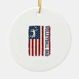 Vintage Volleyboll Pappa Patriotisk Flagga Tröja D Julgransprydnad Keramik