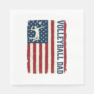 Vintage Volleyboll Pappa Patriotisk Flagga Tröja D Pappersservett