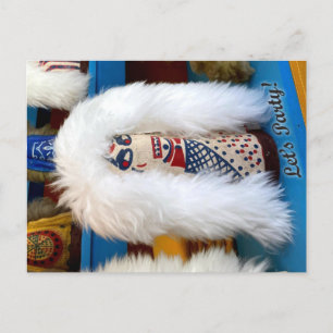 Vintage Voodoo Blockdown Doll Låt oss Party vykort