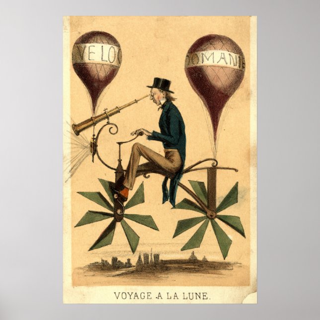 Vintage "Voyage a la Lune" Fransk tecknad Poster (Framsidan)