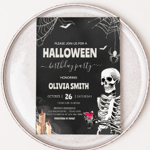 Vintage Vuxen Gothic Halloween-Födelsedagsfest Inbjudningar