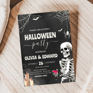 Vintage Vuxen Gothic Skull Halloween fest Inbjudningar