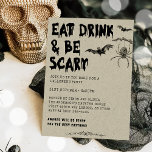 Vintage Vuxen Halloween Eat, Drink & Be Scary Inbjudningar<br><div class="desc">Vintage Vuxen Halloween Eat,  Drink & Be Scary-inbjudan</div>