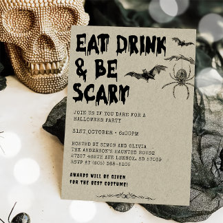 Vintage Vuxen Halloween Eat, Drink & Be Scary Inbjudningar