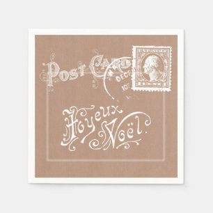 Vintage vycard White på Kraft-julen Pappersservett