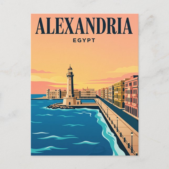 Vintage vykort | Alexandria, Egypten (Framsida)