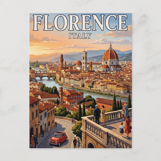 Vintage vykort | Florens, Italien (Framsida)