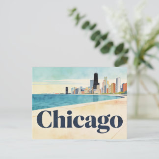 Vintage vykort för resor till Chicago