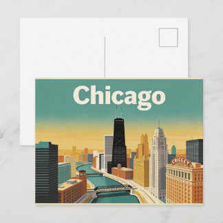 Vintage vykort för resor till Chicago-horisonten