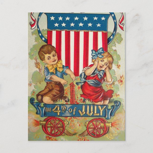 Vintage vykort från 4 juli (Framsida)