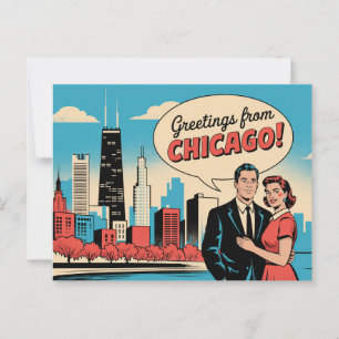 Vintage vykort från Chicago Hälsningar från Chic