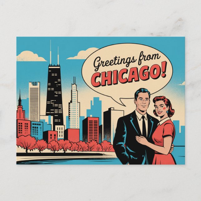 Vintage vykort från Chicago | Hälsningar från Chic (Framsida)