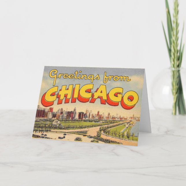 Vintage Vykort från Chicago Kort (Framsida)