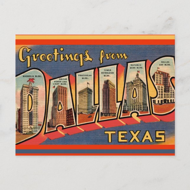 Vintage vykort från Dallas Texas (Framsida)