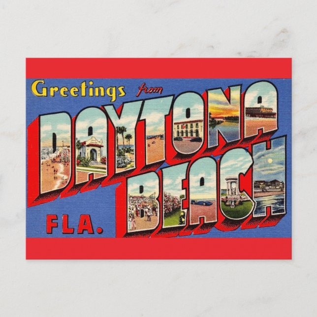 Vintage vykort från Daytona Beach (Framsida)