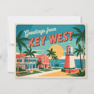 Vintage vykort från Key West Hälsningar från