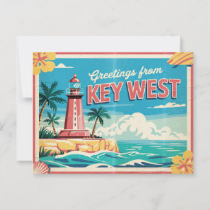 Vintage vykort från Key West Hälsningar från