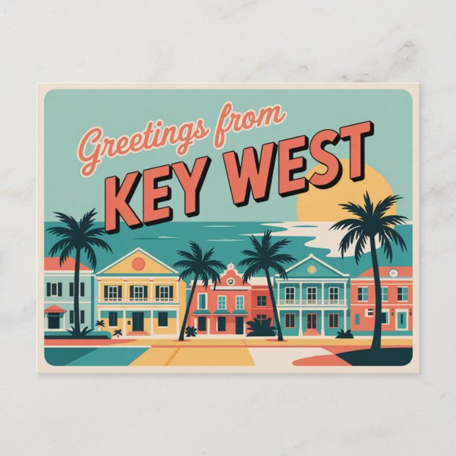 Vintage vykort från Key West | Hälsningar från (Framsida)