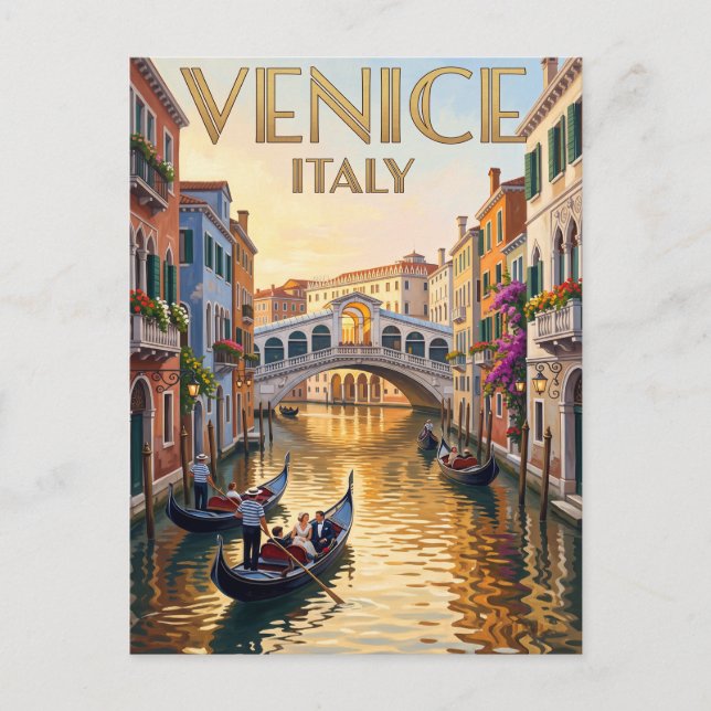 Vintage vykort från Venedig (Framsida)