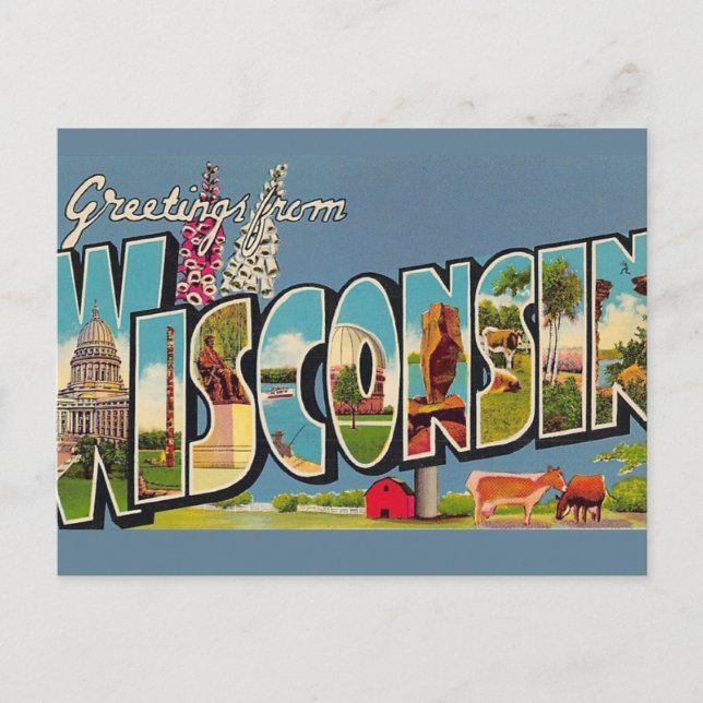 Vintage vykort från Wisconsin (Framsida)
