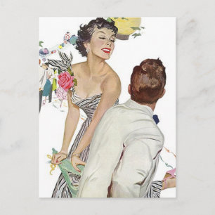 Vintage vykort Glad förlovningsannons Par Förlovad